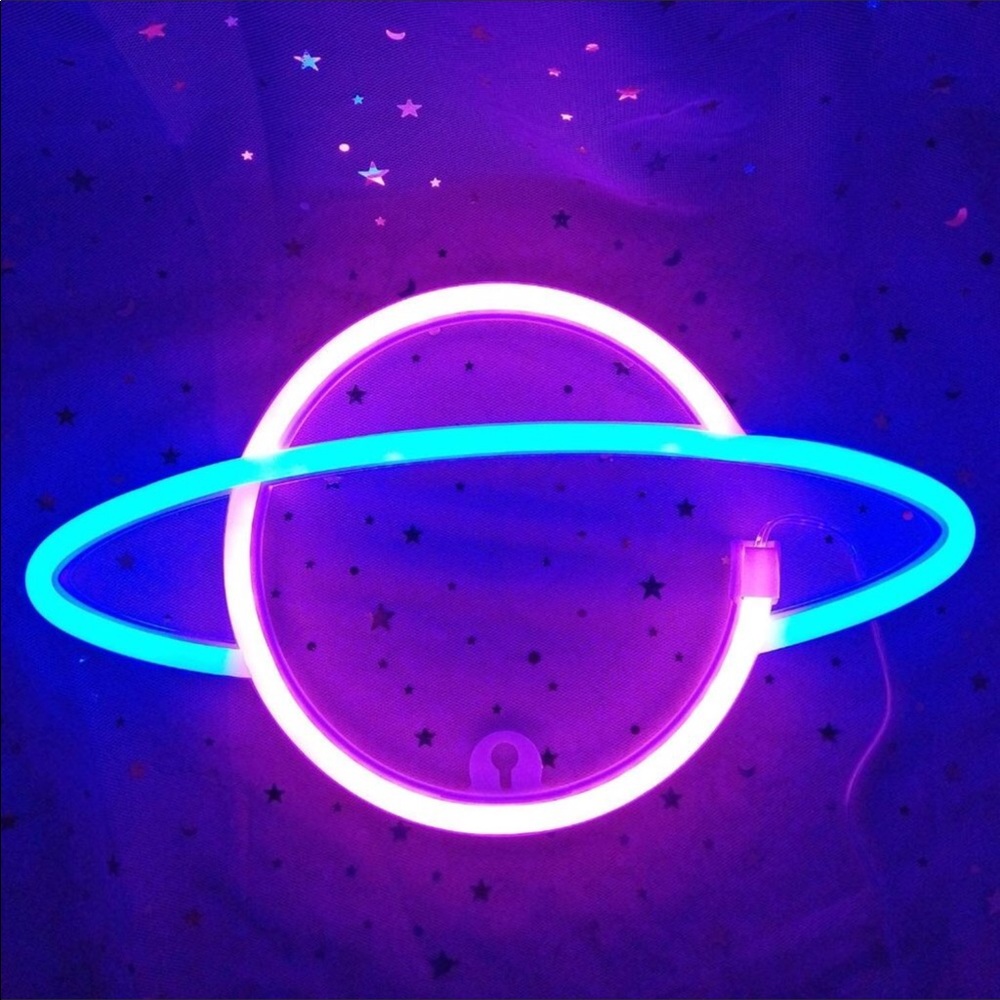 Blue-pink Planet Neon Sign for Bedroom Wall -New